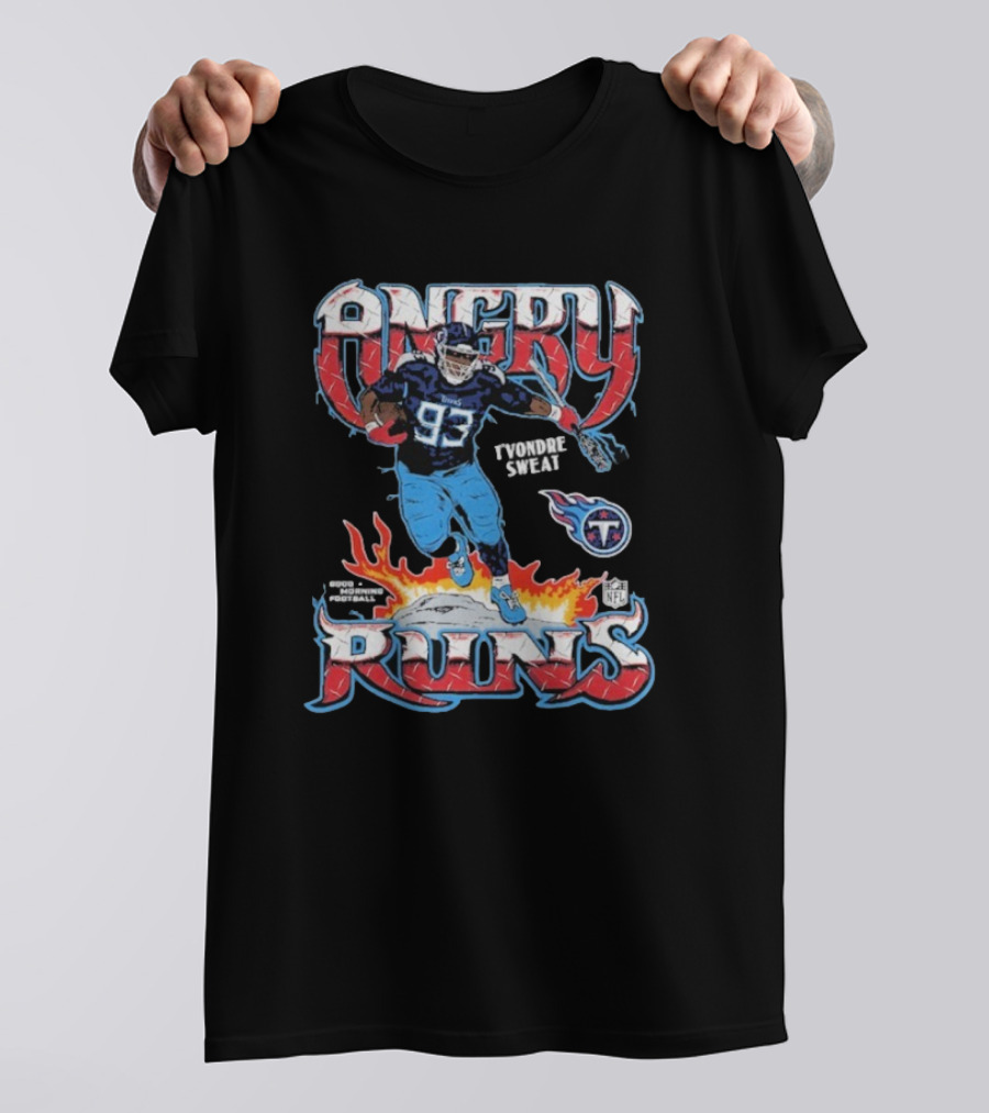 Angry Runs T'Vondre Sweat Tennessee Titans NFL Player Homage Image T-Shirt