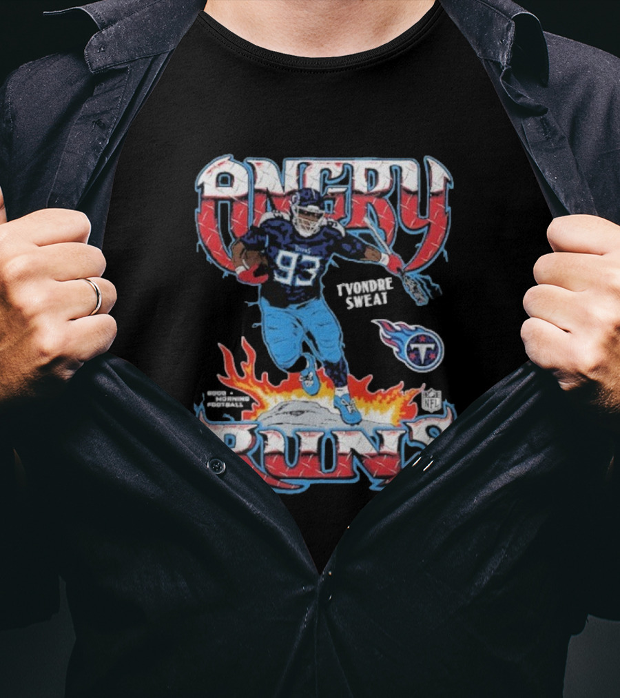 Angry Runs T'Vondre Sweat Tennessee Titans NFL Player Homage Image T-Shirt