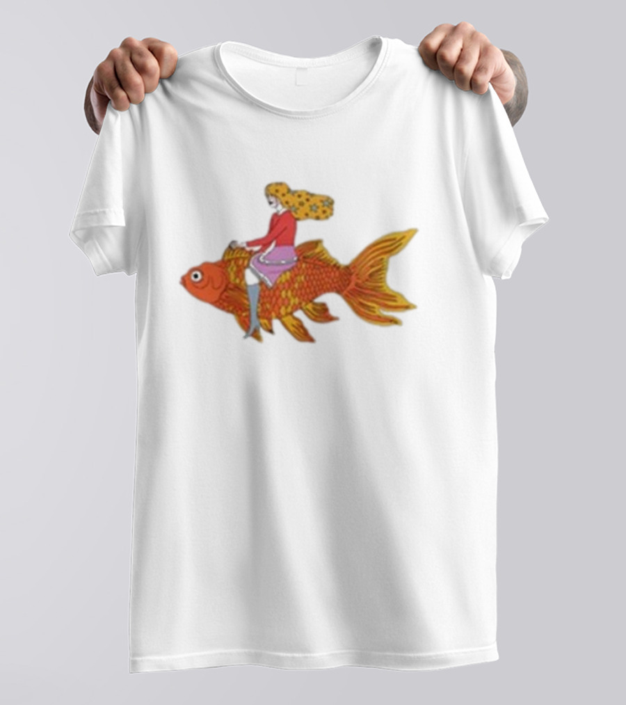 Kate Bollinger Riding Goldfish Retro Style Motif T-Shirt