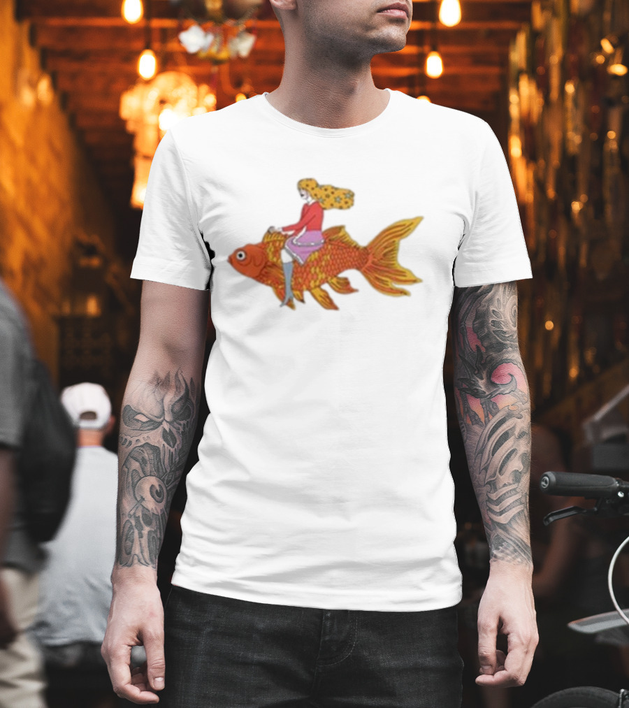 Kate Bollinger Riding Goldfish Retro Style Motif T-Shirt
