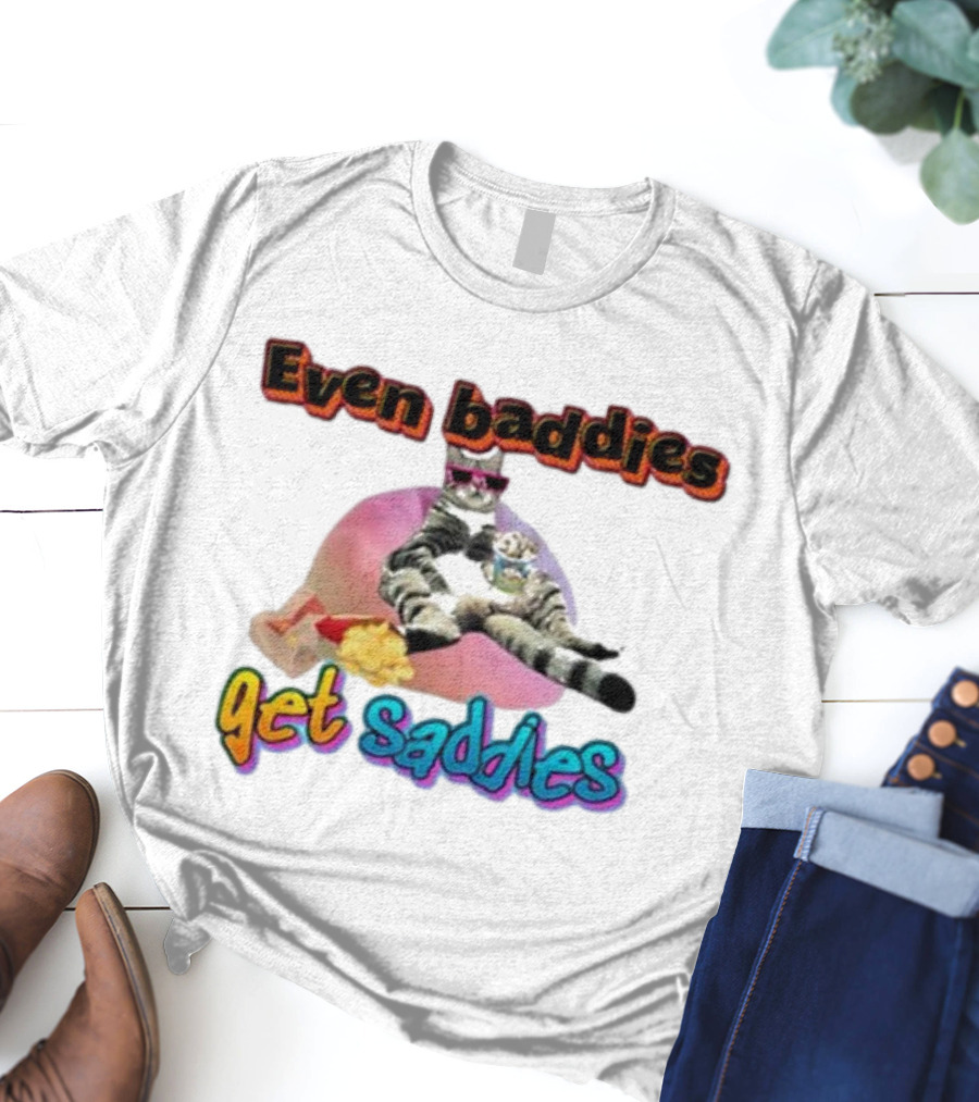Even Baddies Get Saddies Cat Potato Chips Funny Ryan Primer T-Shirt