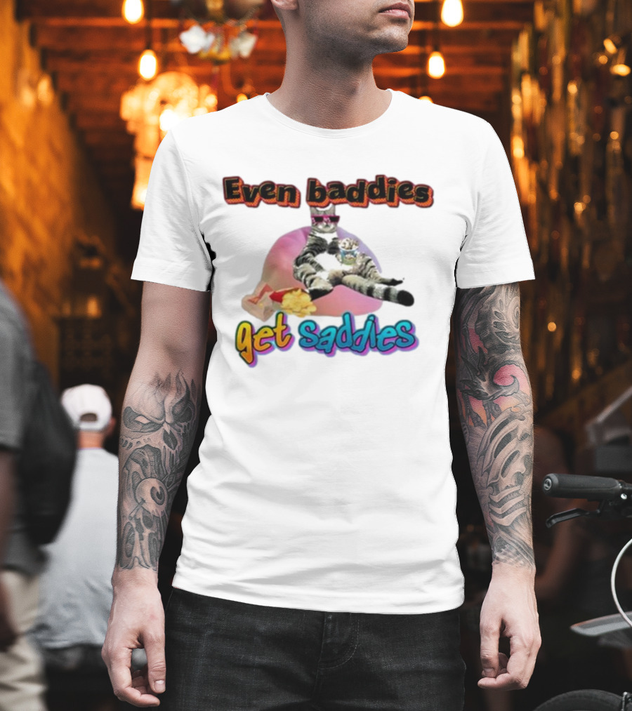Even Baddies Get Saddies Cat Potato Chips Funny Ryan Primer T-Shirt