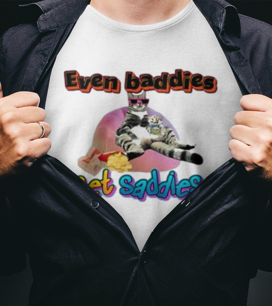 Even Baddies Get Saddies Cat Potato Chips Funny Ryan Primer T-Shirt
