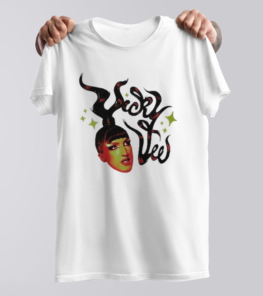 Vicky Vee Stylized Hair And Glittery Accents T-Shirt