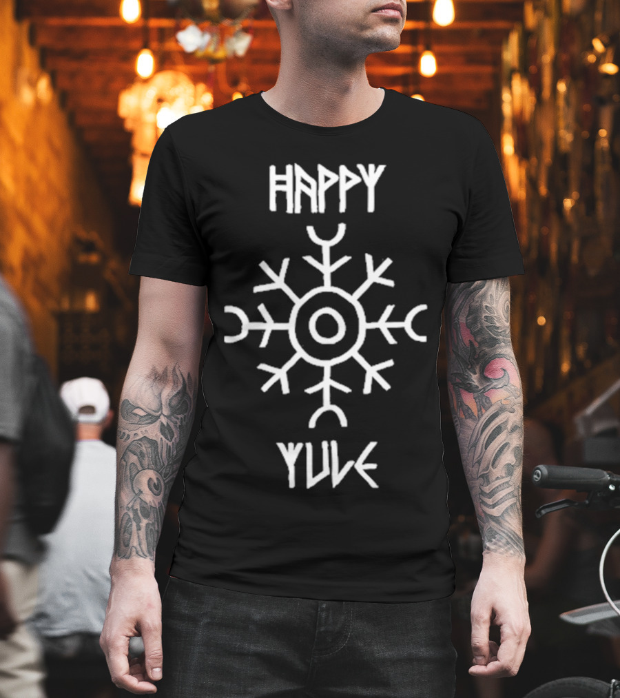 Happy Yule Matt Skiba Holiday Nordic Symbol Snowflake T-Shirt