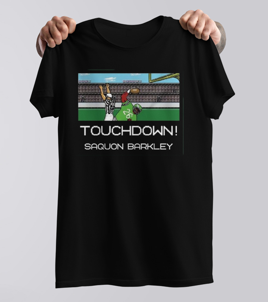 TOUCHDOWN Saquon Barkley Tecmo Catch T-Shirt