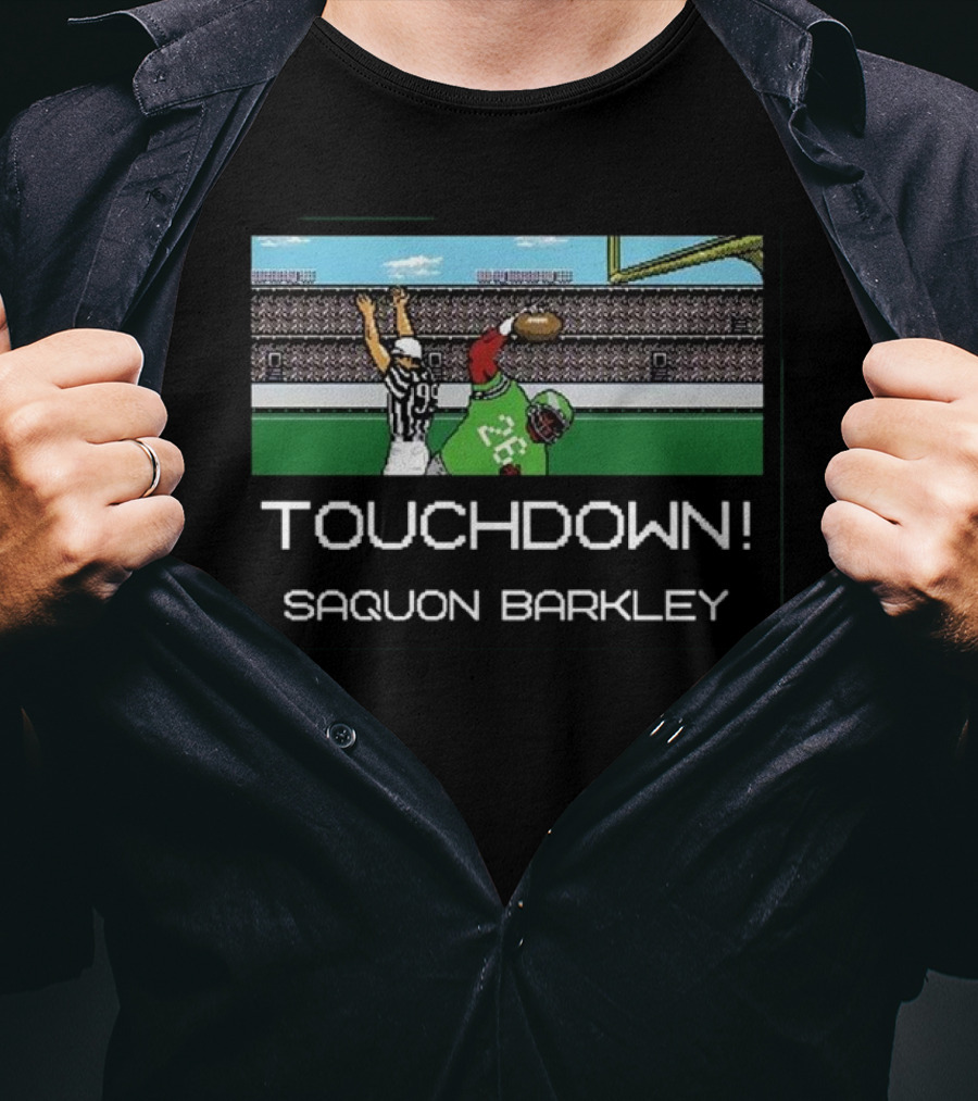TOUCHDOWN Saquon Barkley Tecmo Catch T-Shirt