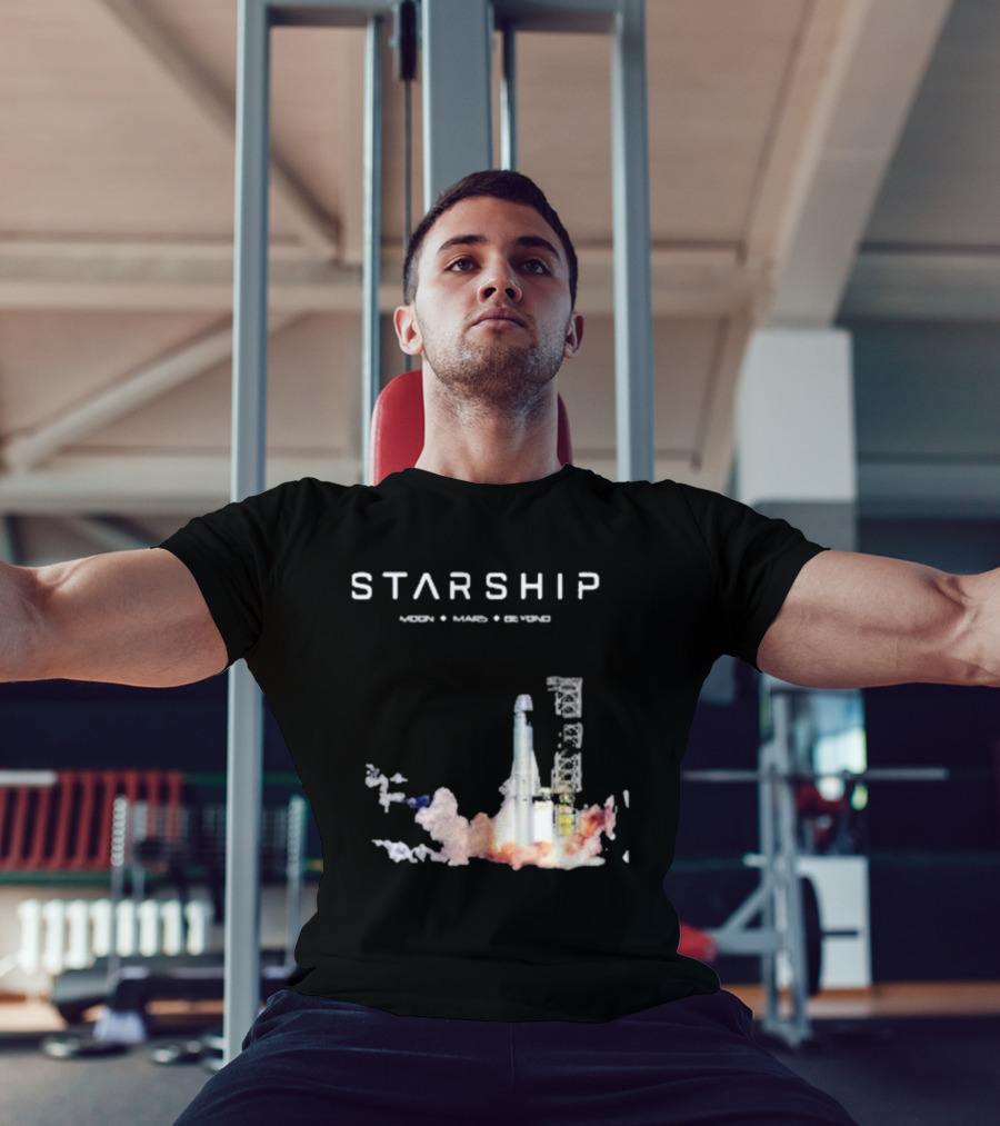 Starship Moon Mars Beyond 2025 Launch Rocket Vision T-Shirt
