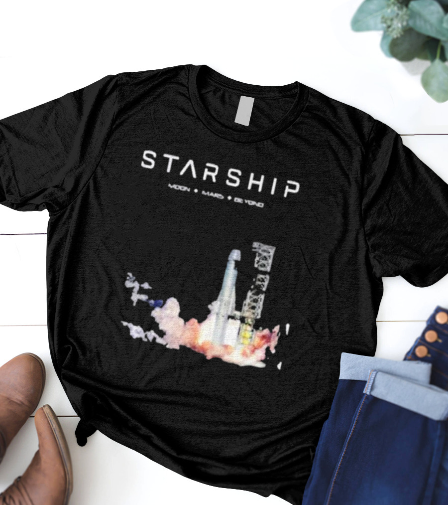 Starship Moon Mars Beyond 2025 Launch Rocket Vision T-Shirt