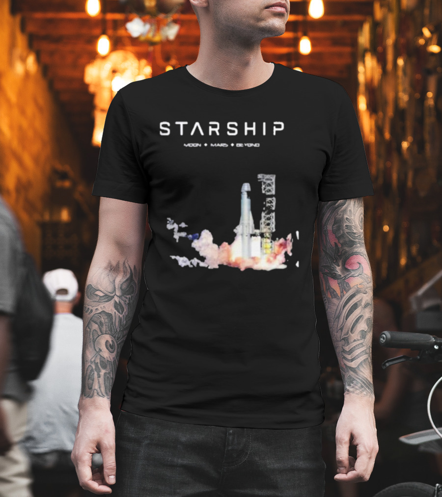 Starship Moon Mars Beyond 2025 Launch Rocket Vision T-Shirt