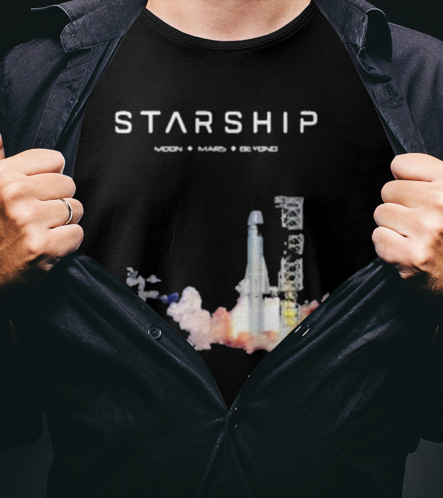 Starship Moon Mars Beyond 2025 Launch Rocket Vision T-Shirt