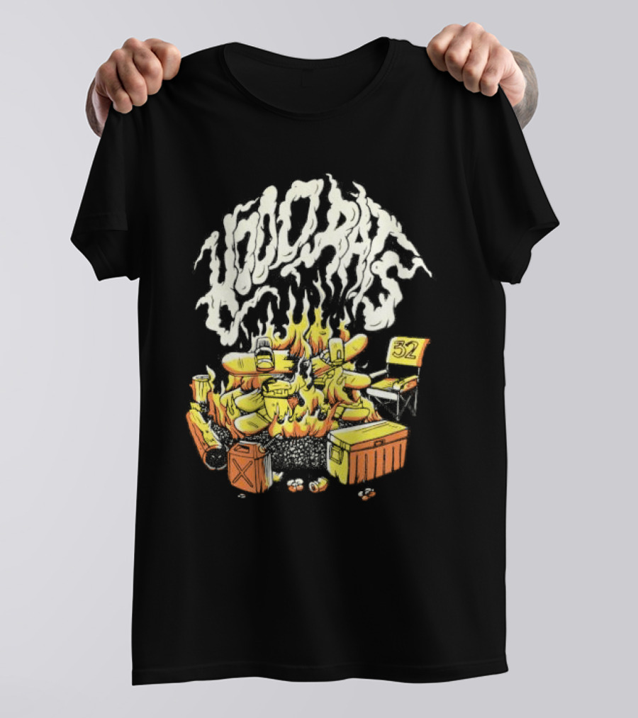 Hood Rats Burning Collection Campfire Skateboarding Thirtytwo T-Shirt