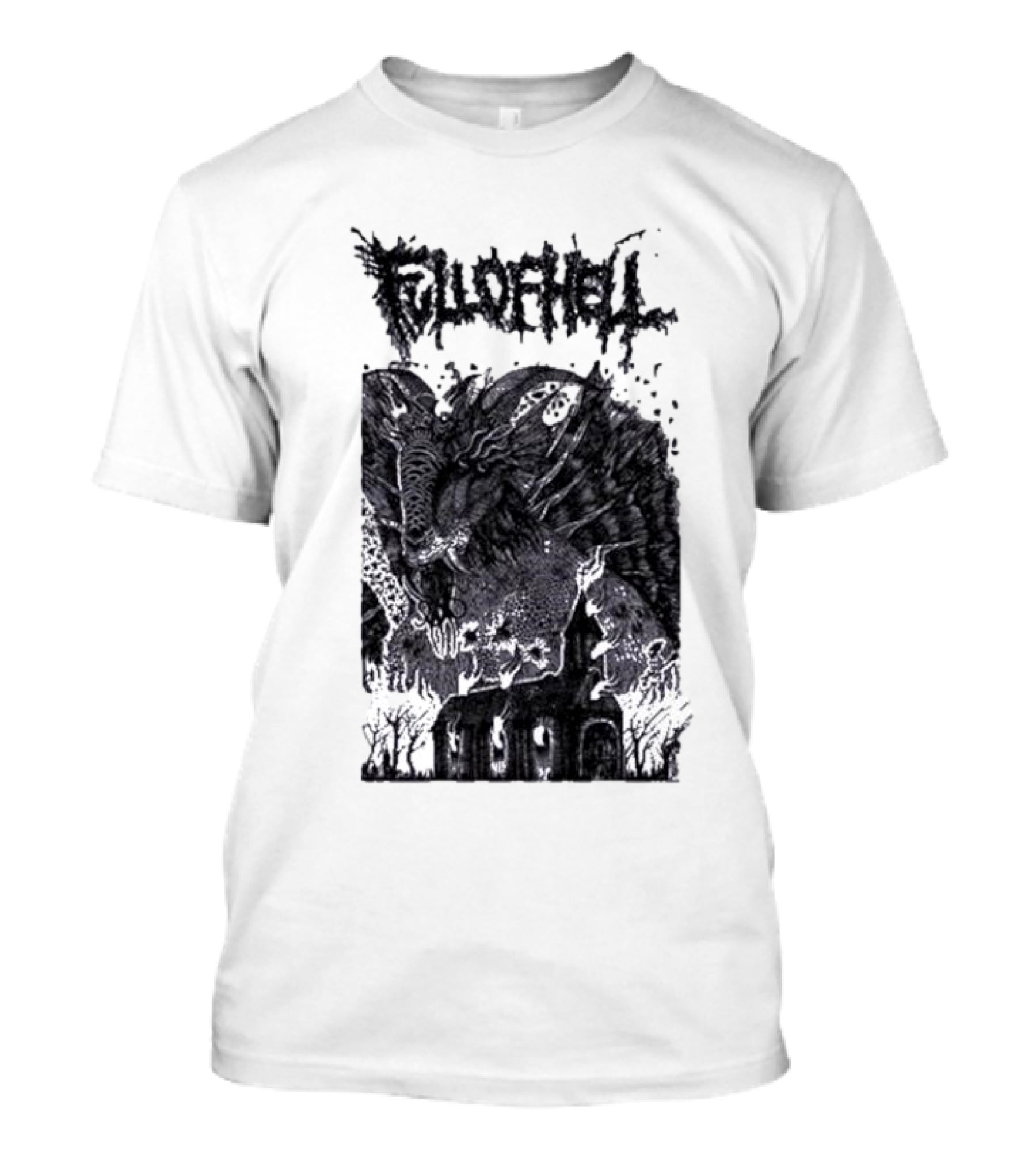 Full Of Hell Demon Goat Over Church Scene T-Shirt