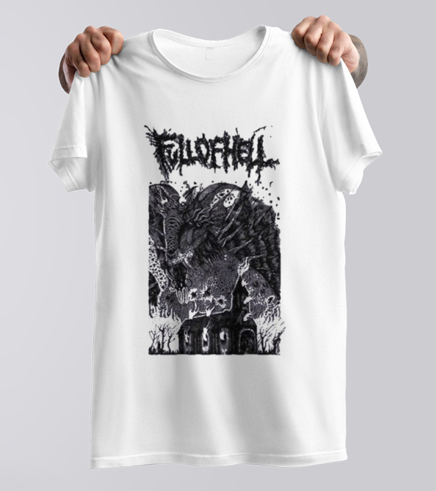 Full Of Hell Demon Goat Over Church Scene T-Shirt