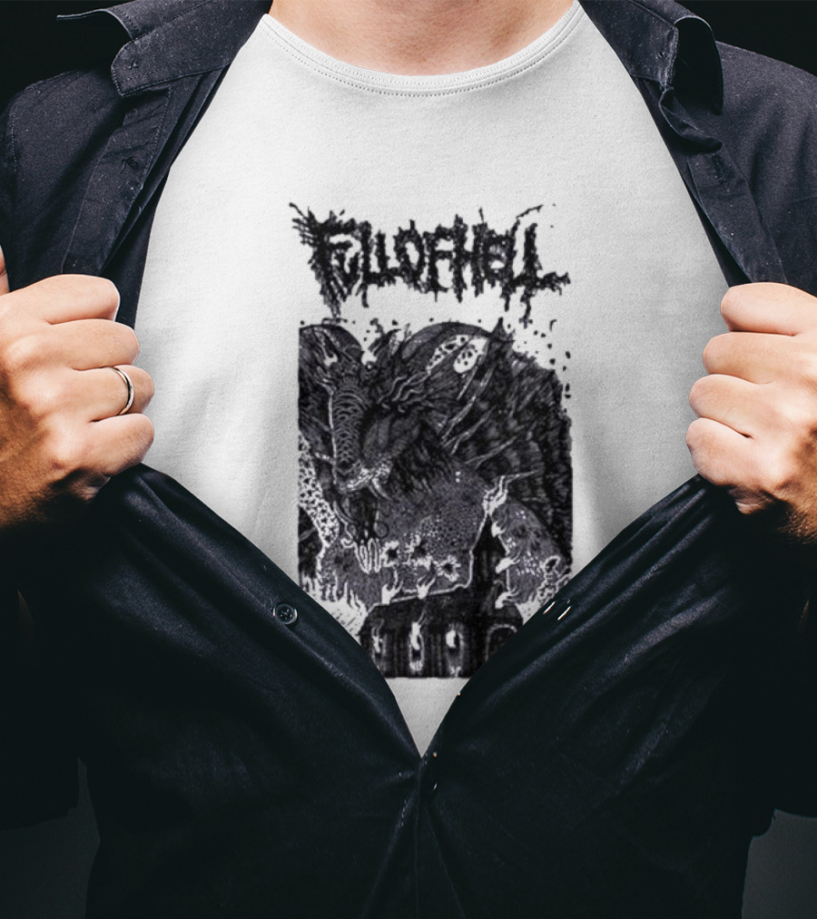 Full Of Hell Demon Goat Over Church Scene T-Shirt