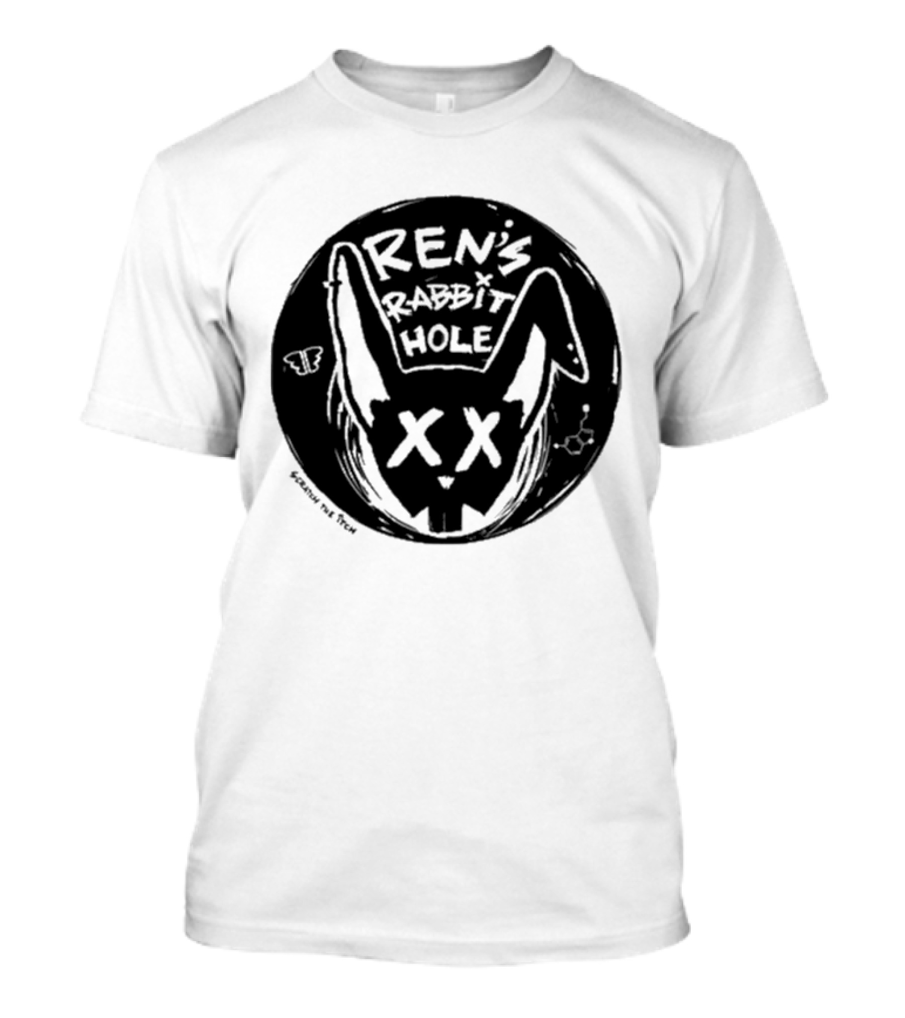 Ren's Rabbit Hole XX Black And White Butterfly Sketch T-Shirt