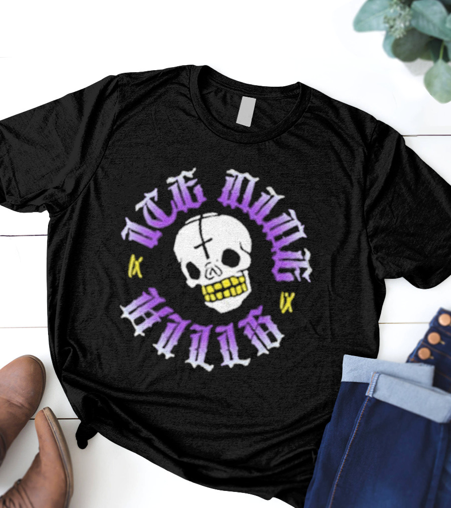Ice Nine Kills Skull With Purple And Yellow Gothic Letters T-Shirt