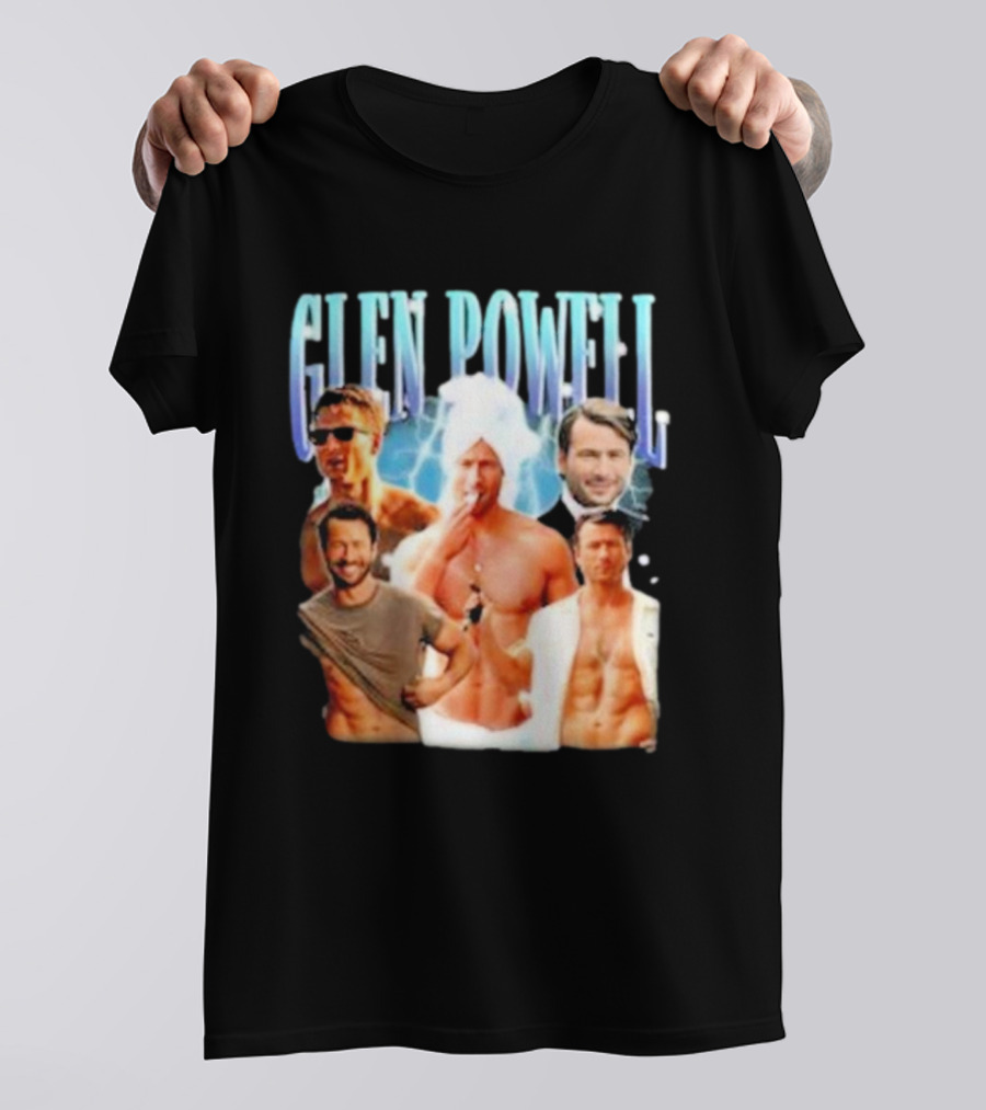 Glen Powell Kelsospade Multiphoto Collage T-Shirt