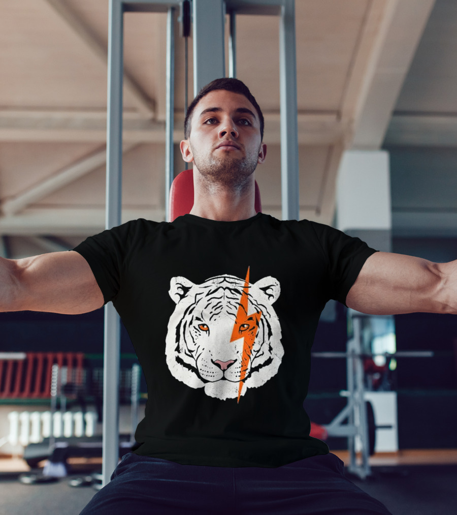 White Tiger Lightning Bolt Face T-Shirt
