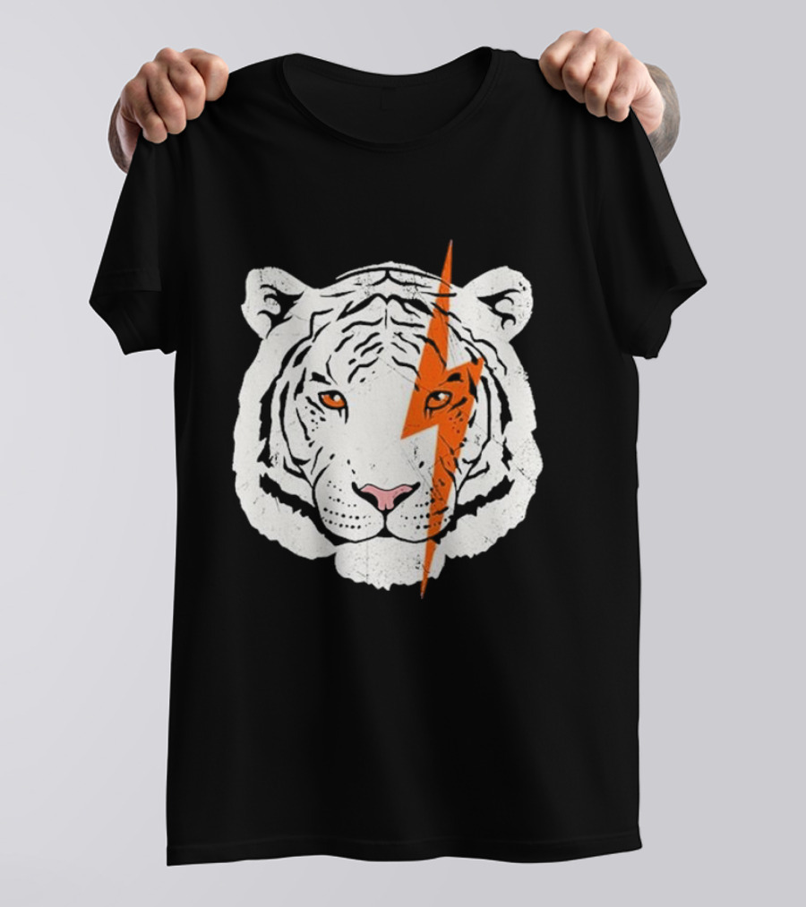 White Tiger Lightning Bolt Face T-Shirt