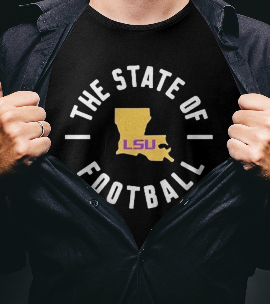 The State Of Football LSU Louisiana Map T-Shirt