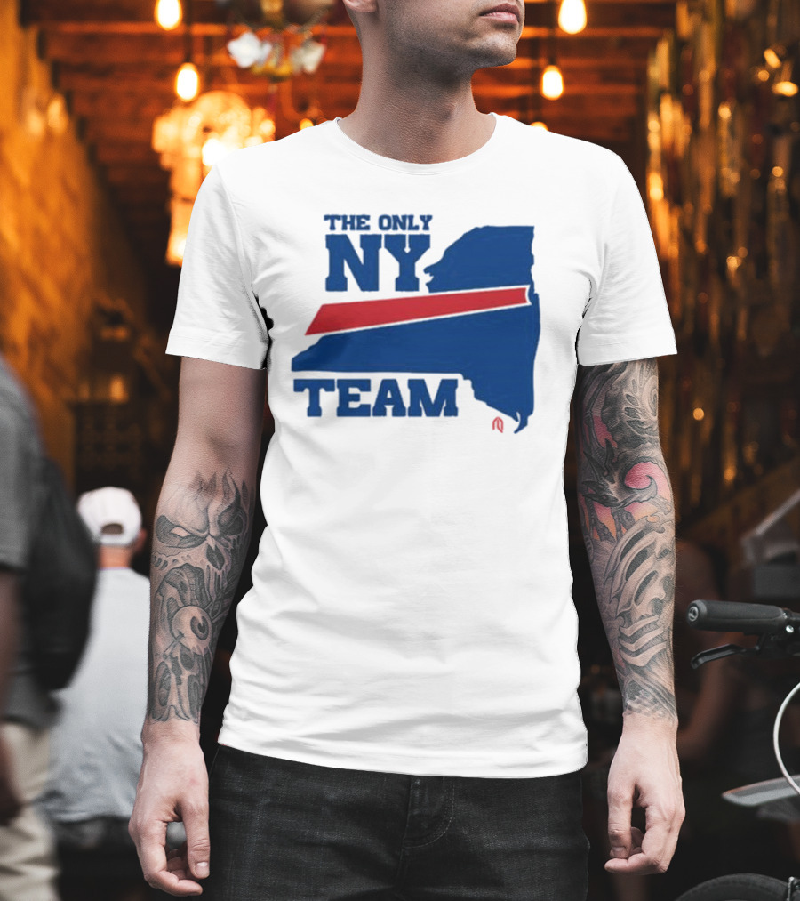 The Only NY Team New York State Silhouette Red Stripe T-Shirt