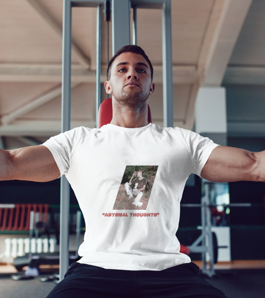 Abysmal Thoughts The Drums Album Art With Seated Figure And Nature Background T-Shirt