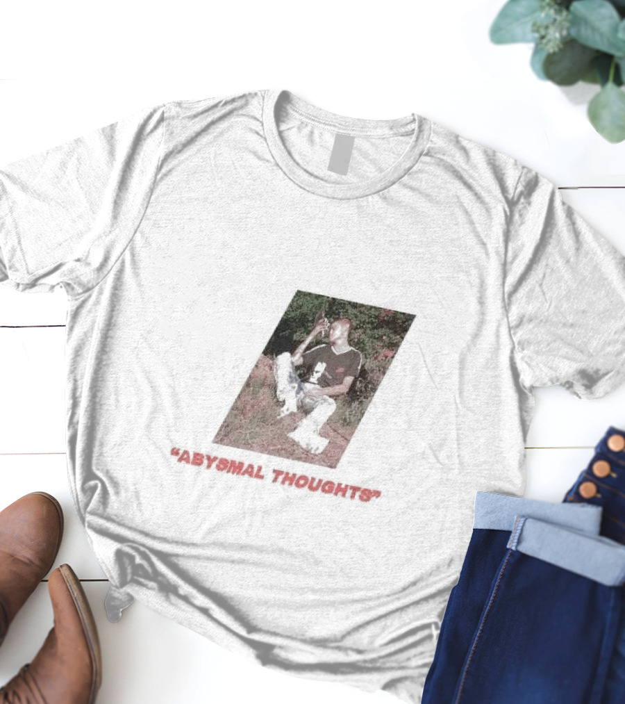 Abysmal Thoughts The Drums Album Art With Seated Figure And Nature Background T-Shirt