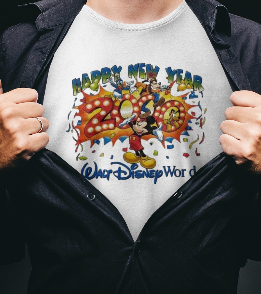 Walt Disney World Happy New Year 2000 Mickey And Friends T-Shirt