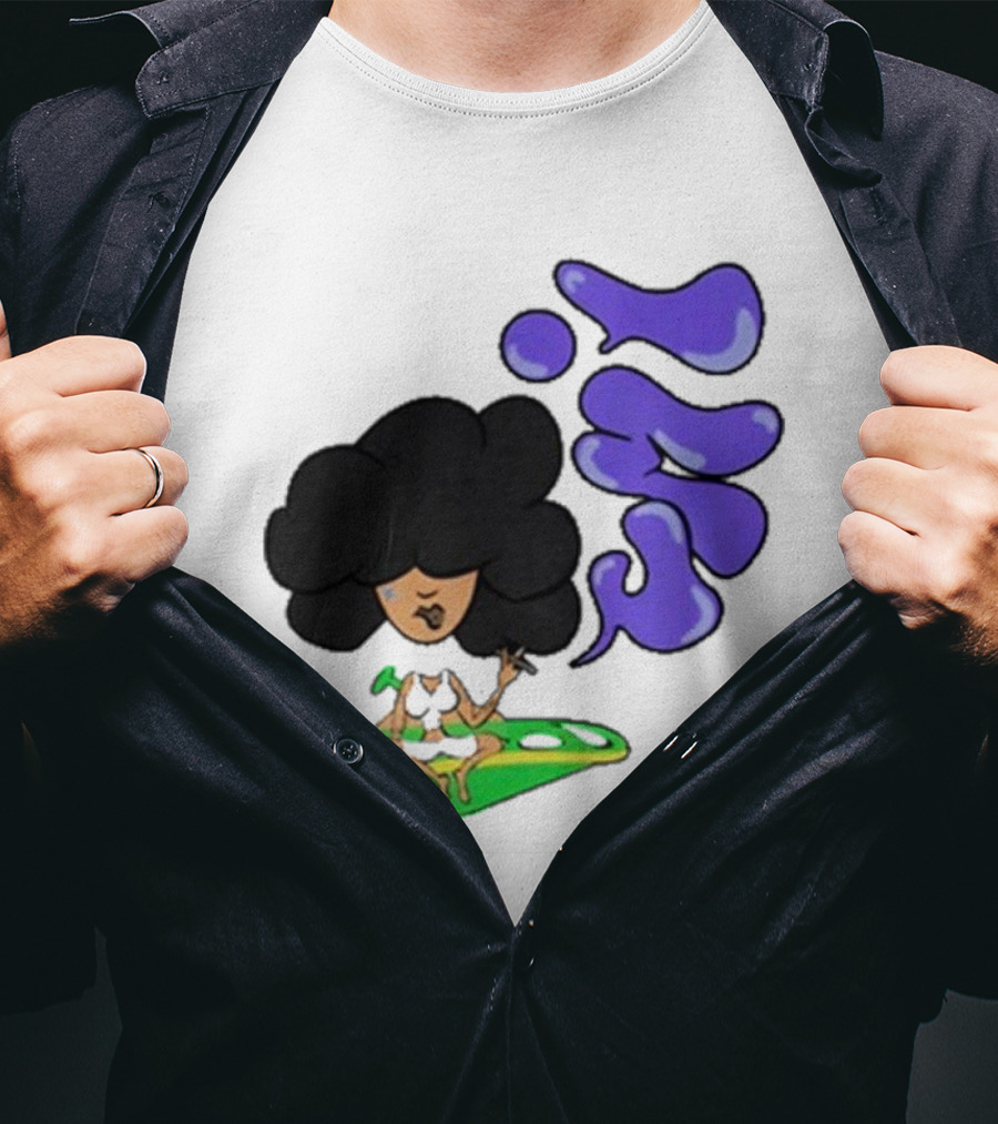 Whoisumi Umi Ufo Smoking Afro Character T-Shirt