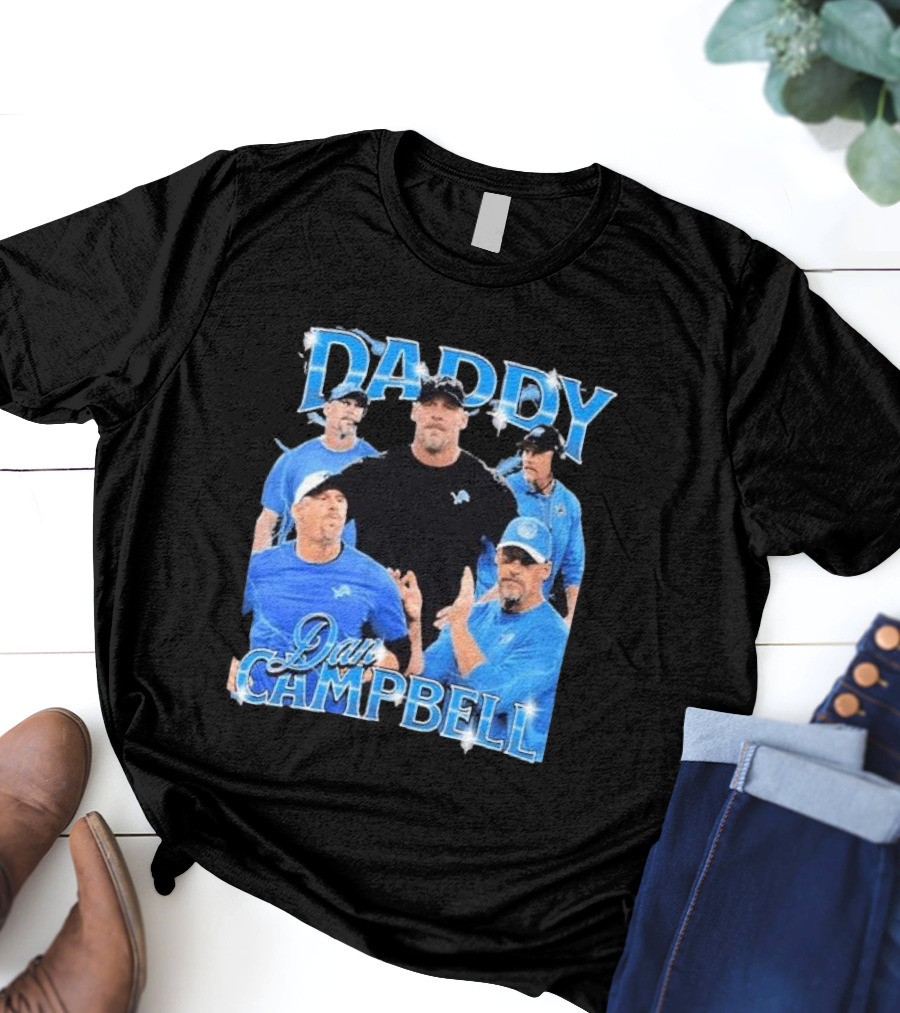 Daddy Dan Campbell Detroit Lions Football Coach Collage T-Shirt