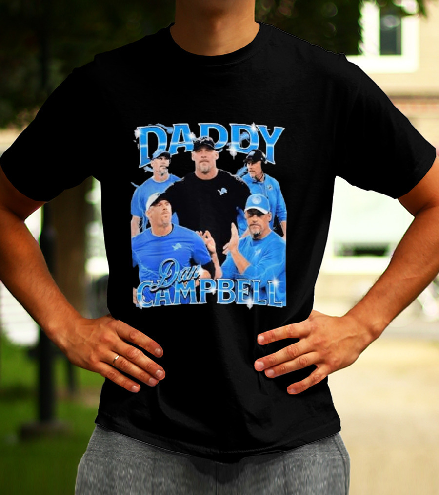 Daddy Dan Campbell Detroit Lions Football Coach Collage T-Shirt