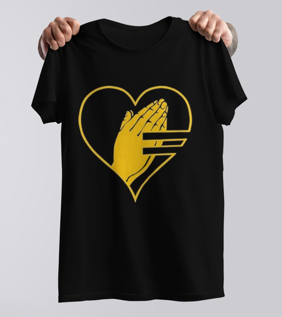 God Is Love Heart Praying Hands Yellow Equality T-Shirt
