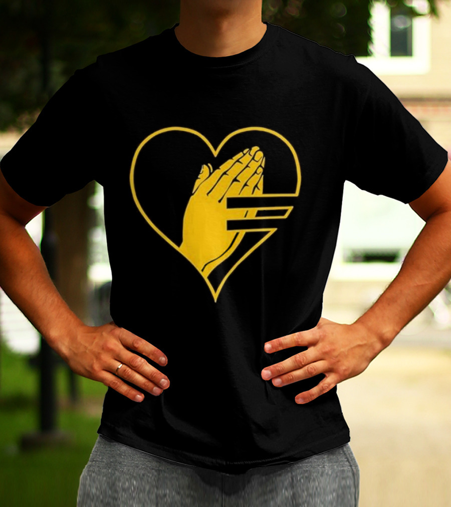 God Is Love Heart Praying Hands Yellow Equality T-Shirt