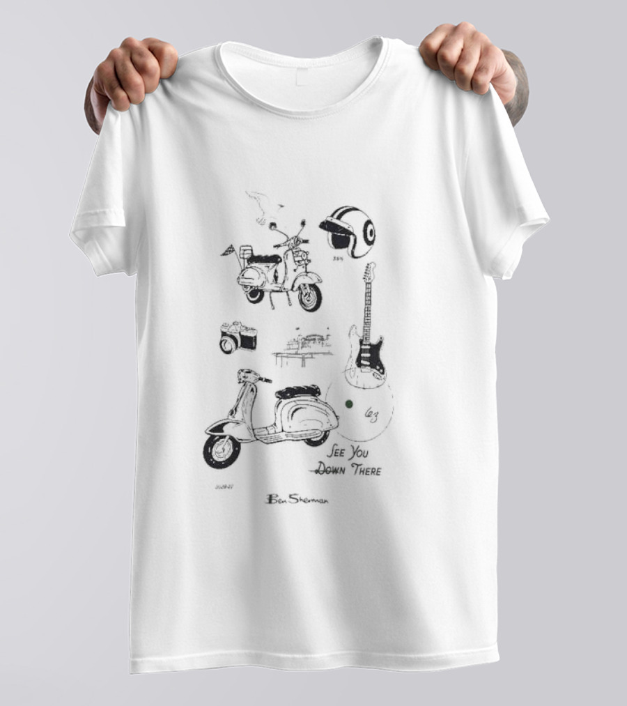 See You Down There Ben Sherman Scooter Guitar Helmet Camera T-Shirt