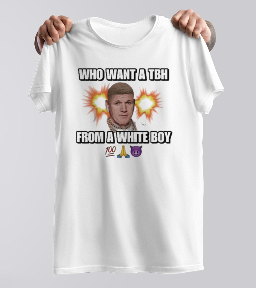 Who Want A Tbh From A White Boy 100 Pray Purple Devil Emoji Explosion T-Shirt