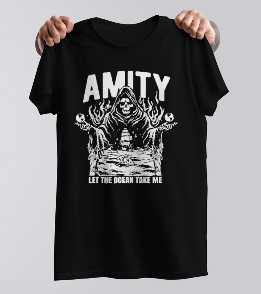 AMITY Let The Ocean Take Me Grim Reaper Ship Skull T-Shirt