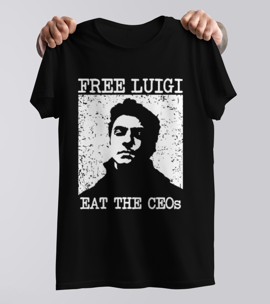 Free Luigi Eat The CEOs Stencil T-Shirt