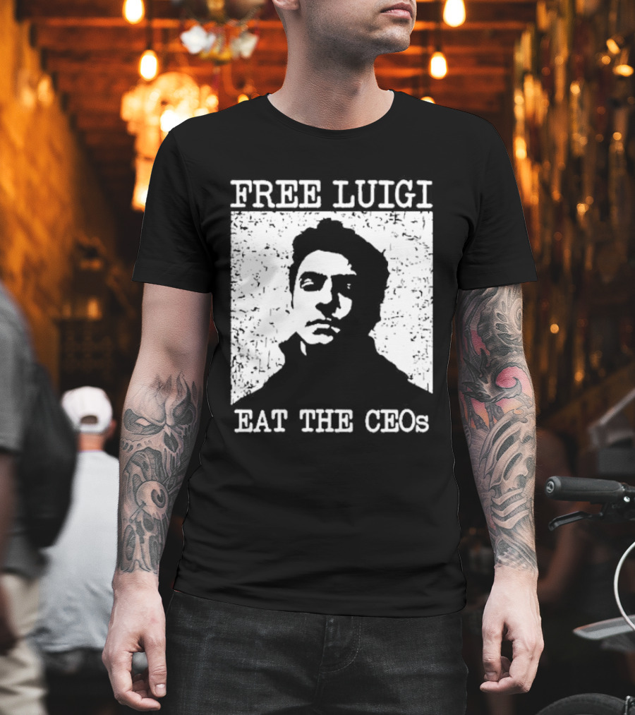 Free Luigi Eat The CEOs Stencil T-Shirt