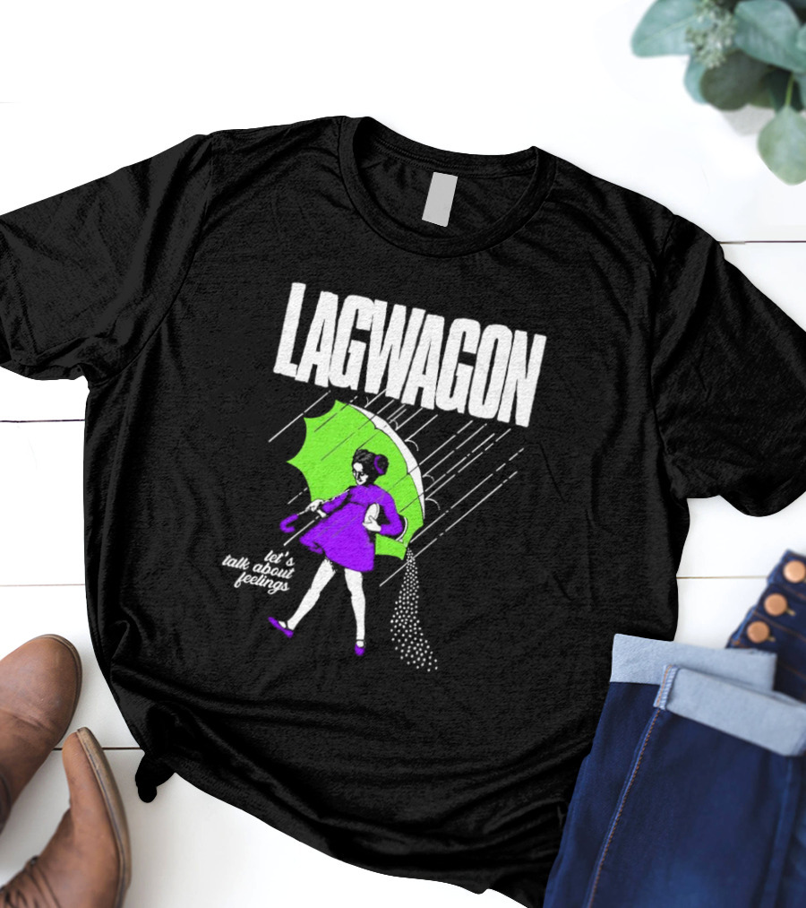 Lagwagon Let’s Talk About Feelings Green Umbrella Rain Girl Salty T-Shirt