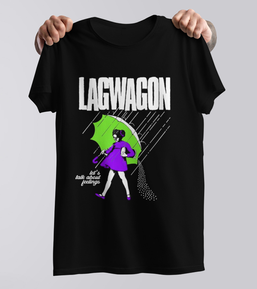 Lagwagon Let’s Talk About Feelings Green Umbrella Rain Girl Salty T-Shirt