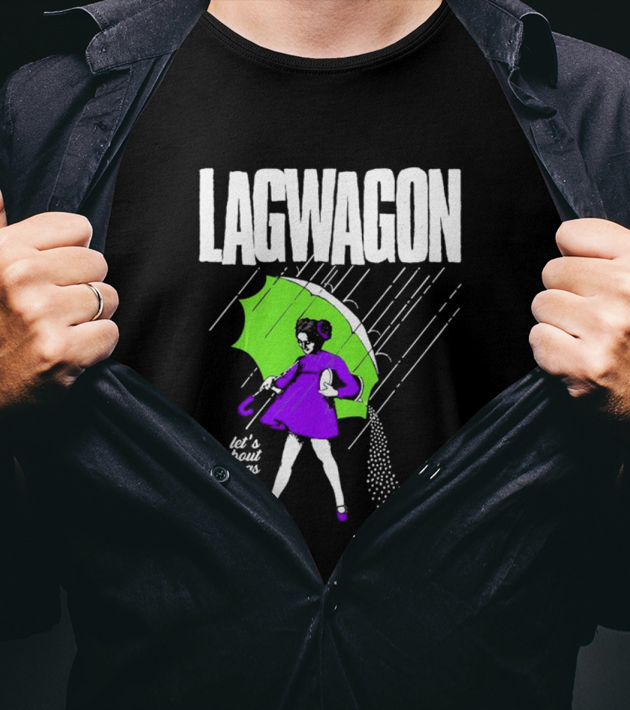 Lagwagon Let’s Talk About Feelings Green Umbrella Rain Girl Salty T-Shirt