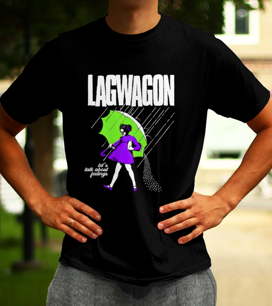 Lagwagon Let’s Talk About Feelings Green Umbrella Rain Girl Salty T-Shirt