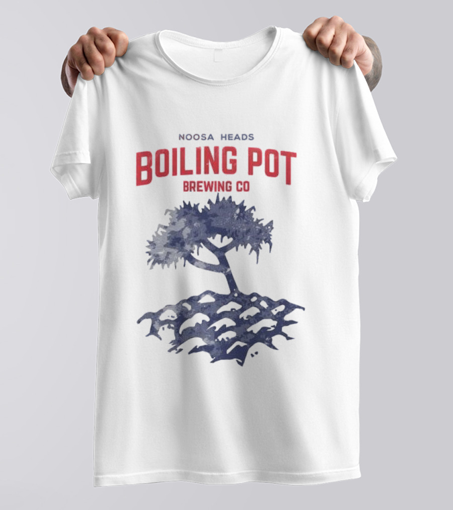 Noosa Heads Boiling Pot Brewing Co Tree And Waves T-Shirt