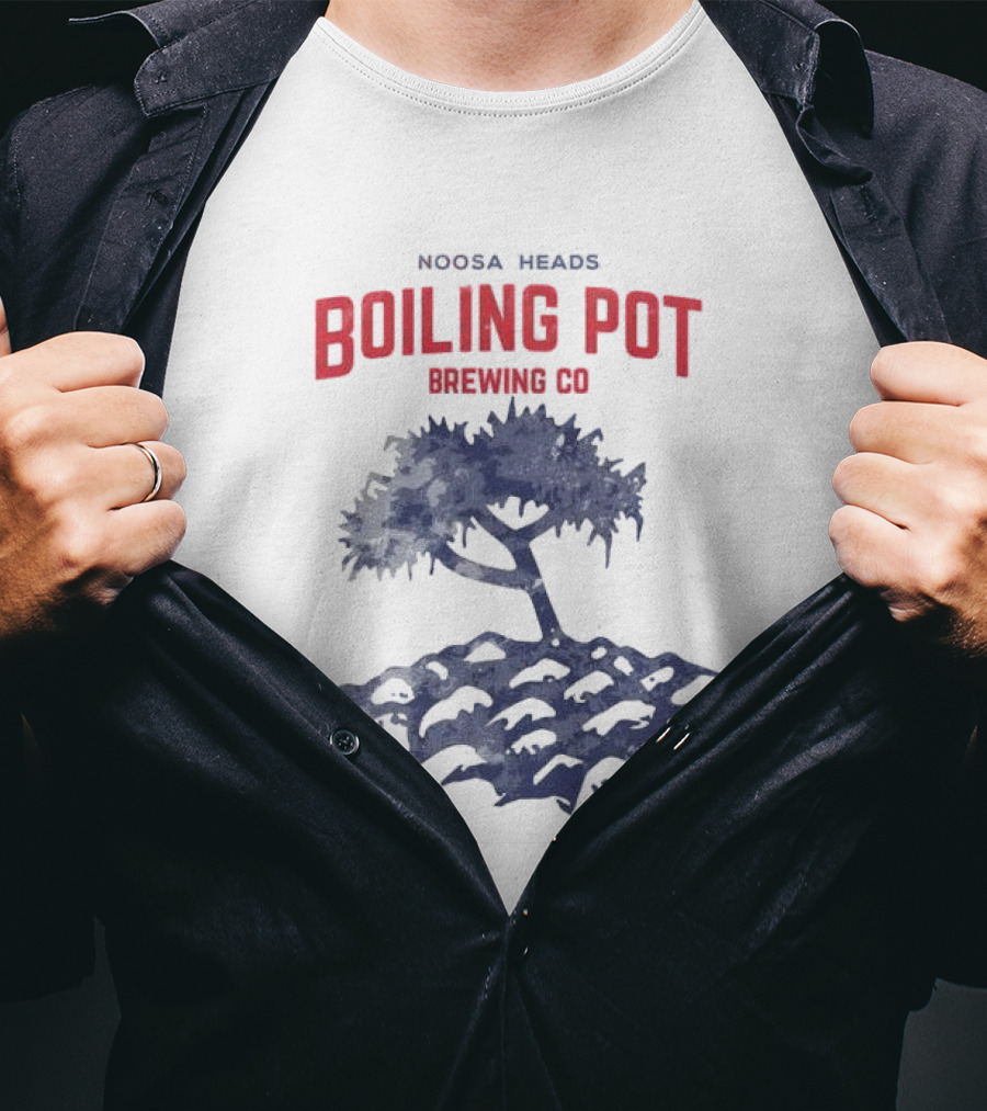 Noosa Heads Boiling Pot Brewing Co Tree And Waves T-Shirt