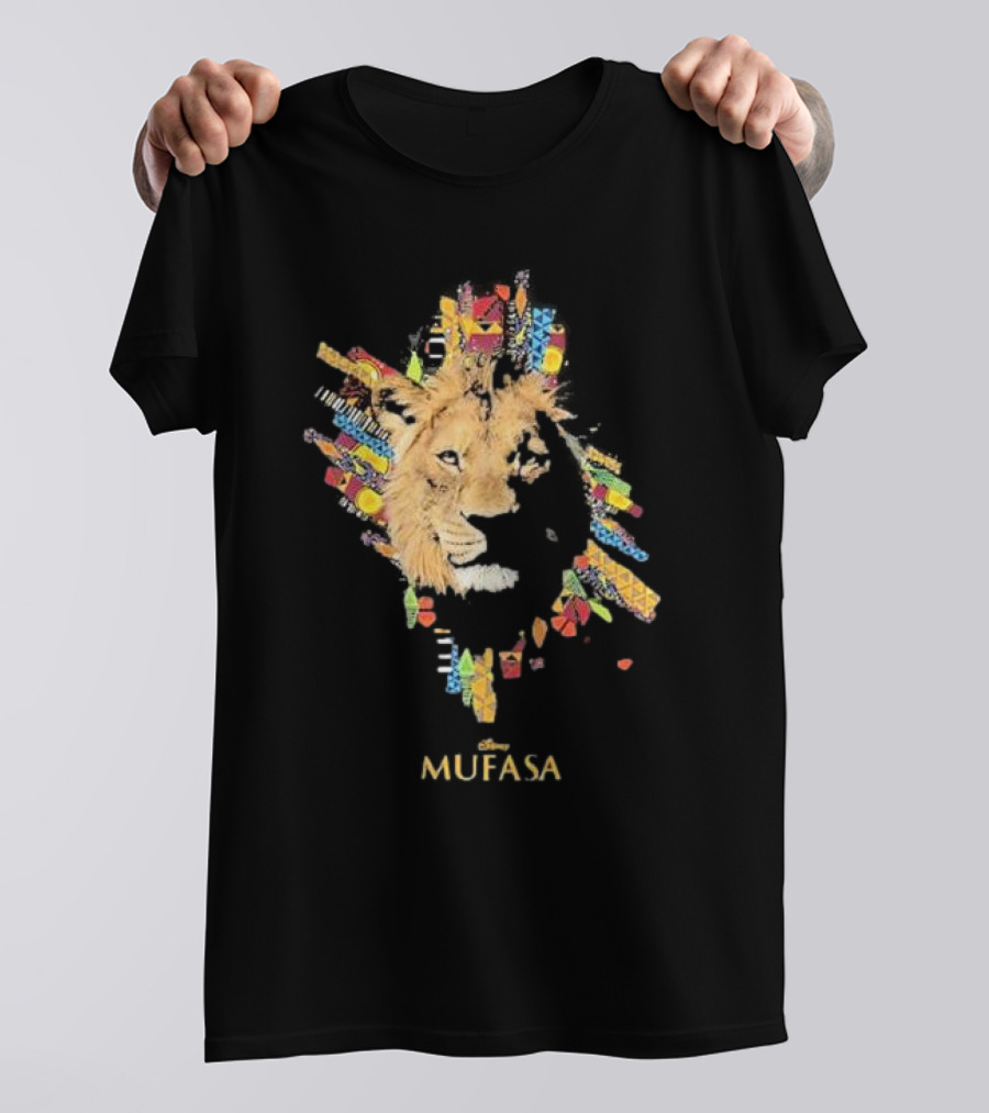 Disney Mufasa Legacy Of The Pride Lands Vibrant Tribal Lion Face T-Shirt