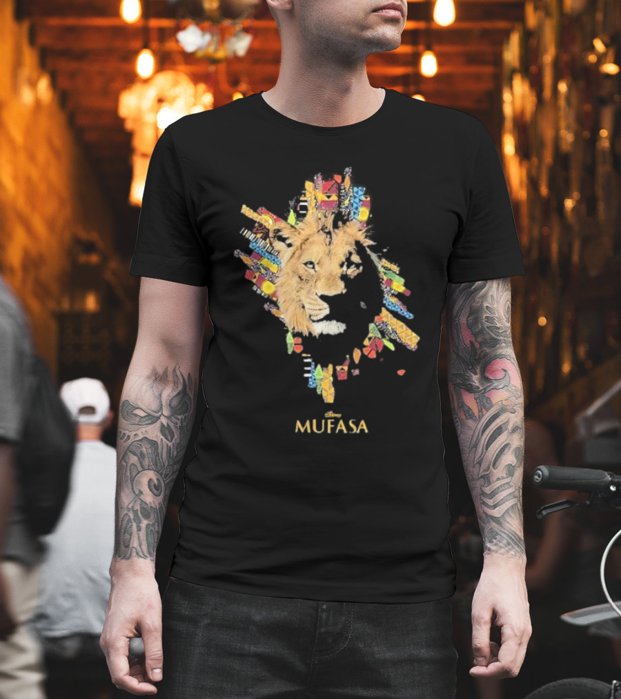 Disney Mufasa Legacy Of The Pride Lands Vibrant Tribal Lion Face T-Shirt