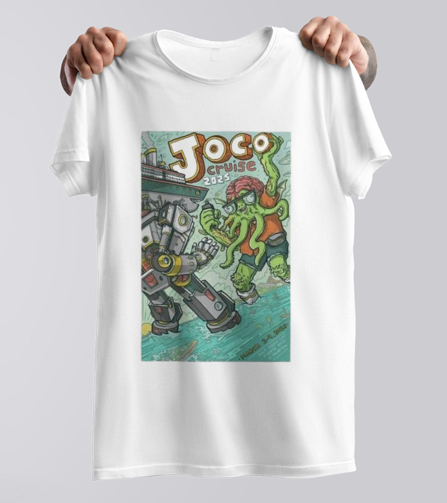 Joco Cruise 2025 Fort Lauderdale Robot Vs. Tentacle Monster March 2-9 T-Shirt