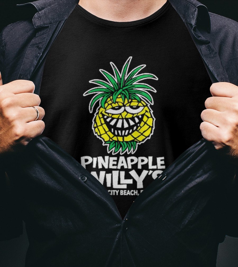 Pineapple Willy's Panama City Beach Florida Smiling Pineapple Face T-Shirt