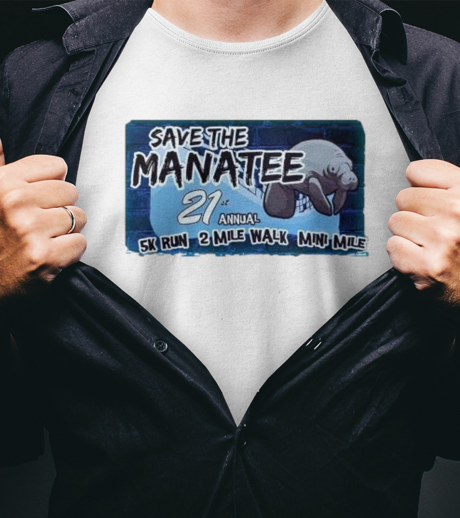 Save The Manatee 21st Annual 5K Run 2 Mile Walk Mini Mile T-Shirt